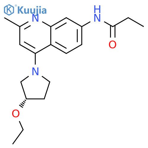Propanamide, N-[4-[(3S)-3-ethoxy-1-pyrrolidinyl]-2-methyl-7-quinolinyl]- structure