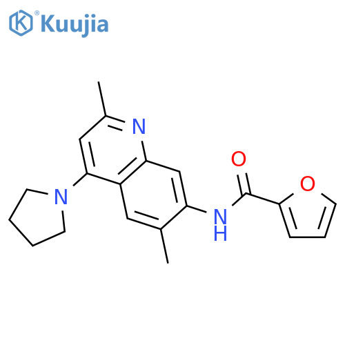 2-Furancarboxamide, N-[2,6-dimethyl-4-(1-pyrrolidinyl)-7-quinolinyl]- structure