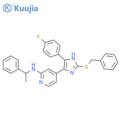 2-Pyridinamine,4-[5-(4-fluorophenyl)-2-[(phenylmethyl)thio]-1H-imidazol-4-yl]-N-(1-phenylethyl)- structure