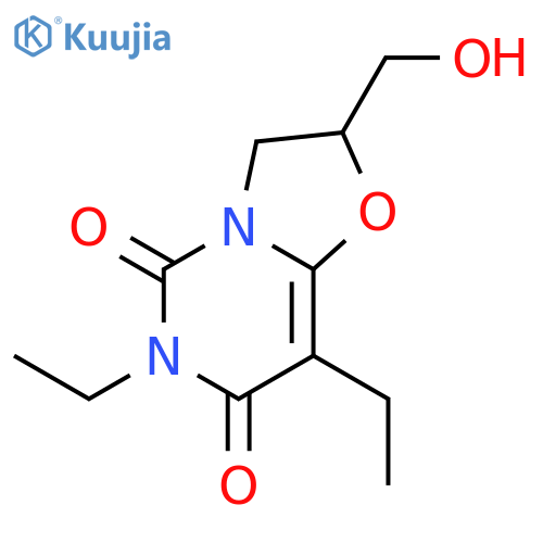 5H-Oxazolo[3,2-c]pyrimidine-5,7(6H)-dione,6,8-diethyl-2,3-dihydro-2-(hydroxymethyl)- structure