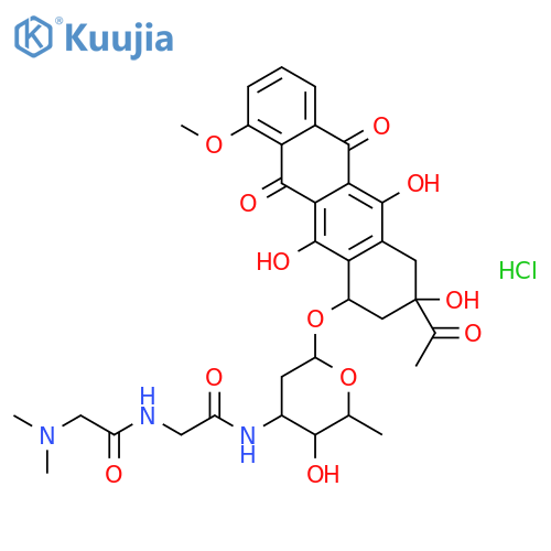 5,12-Naphthacenedione,8-acetyl-7,8,9,10-tetrahydro-6,8,11-trihydroxy-1-methoxy-10-[[2,3,6-trideoxy-3-[[N-(N,N-dimethylglycyl)glycyl]amino]-a-L-lyxo-hexopyranosyl]oxy]-,monohydrochloride, (8S-cis)- (9CI) structure