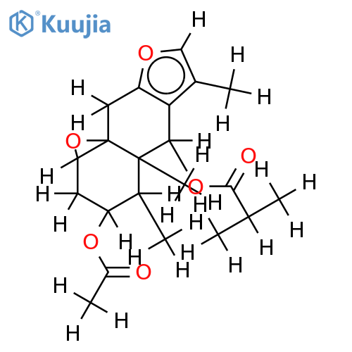 Nemosenin D = (1beta,10beta-Epoxy-3beta-acetoxy-6beta-isobutyryloxy-furoeremophilan) structure
