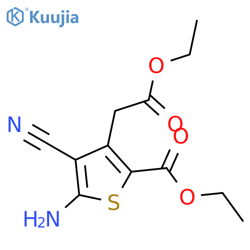 Ethyl 5-amino-4-cyano-3-(2-ethoxy-2-oxoethyl)thiophene-2-carboxylate structure
