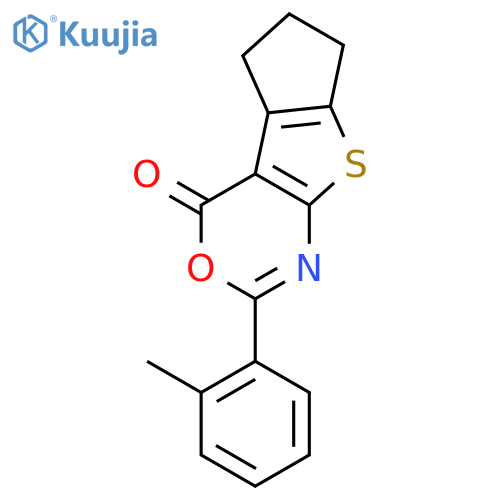 2-(2-methylphenyl)-6,7-dihydro-4H,5H-cyclopenta[4,5]thieno[2,3-d][1,3]oxazin-4-one structure