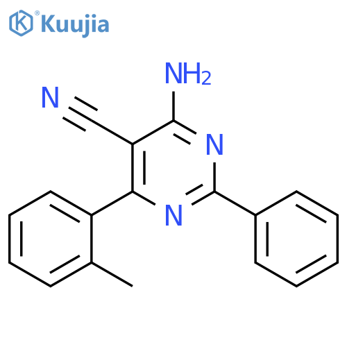 5-Pyrimidinecarbonitrile, 4-amino-6-(2-methylphenyl)-2-phenyl- structure