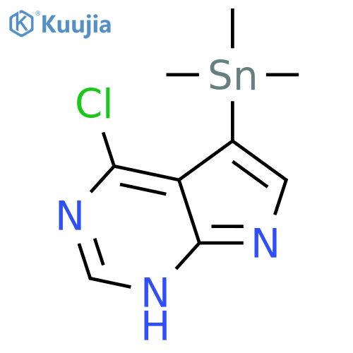 1H-PYRROLO[2,3-D]PYRIMIDINE, 4-CHLORO-5-(TRIMETHYLSTANNYL)- structure