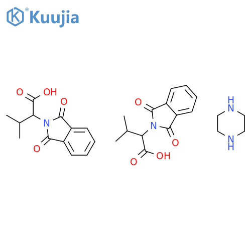 2-(1,3-dioxo-1,3-dihydro-2H-isoindol-2-yl)-3-methylbutanoic acid - piperazine (2:1) structure