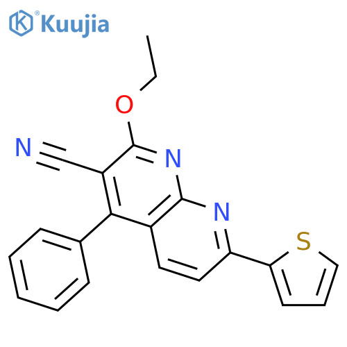 1,8-NAPHTHYRIDINE-3-CARBONITRILE, 2-ETHOXY-4-PHENYL-7-(2-THIENYL)- structure