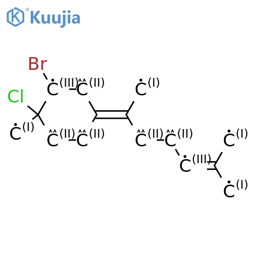 Cyclohexane,2-bromo-1-chloro-4-(1,5-dimethyl-4-hexen-1-ylidene)-1-methyl-, (1R,2R,4E)-rel- structure