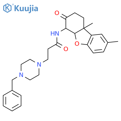 3-(4-benzylpiperazin-1-yl)-N-[(4S,4aS,9bR)-8,9b-dimethyl-3-oxo-1,2,3,4,4a,9b-hexahydrodibenzo[b,d]furan-4-yl]propanamide structure