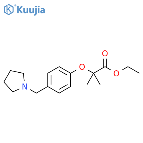 Propanoic acid, 2-methyl-2-[4-(1-pyrrolidinylmethyl)phenoxy]-, ethyl ester structure