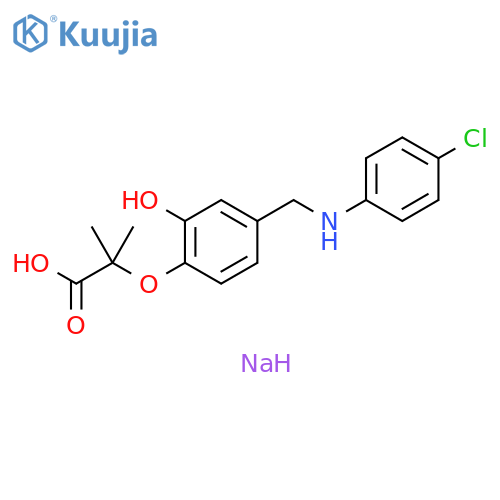 Propanoic acid,2-[4-[[(4-chlorophenyl)amino]methyl]-2-hydroxyphenoxy]-2-methyl-,monosodium salt structure