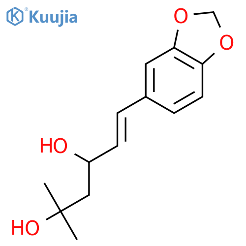 (5E)-6-(1,3-benzodioxol-5-yl)-2-methylhex-5-ene-2,4-diol structure