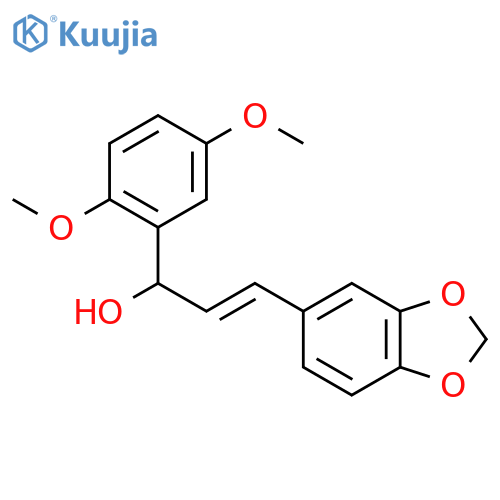 (2E)-3-(1,3-benzodioxol-5-yl)-1-(2,5-dimethoxyphenyl)prop-2-en-1-ol structure