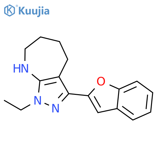 3-(1-benzofuran-2-yl)-1-ethyl-5,6,7,8-tetrahydro-4H-pyrazolo[3,4-b]azepine structure