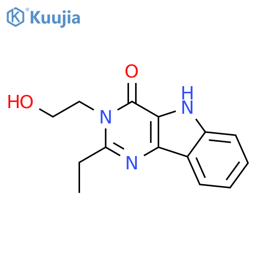 4H-PYRIMIDO[5,4-B]INDOL-4-ONE, 2-ETHYL-3,5-DIHYDRO-3-(2-HYDROXYETHYL)- structure