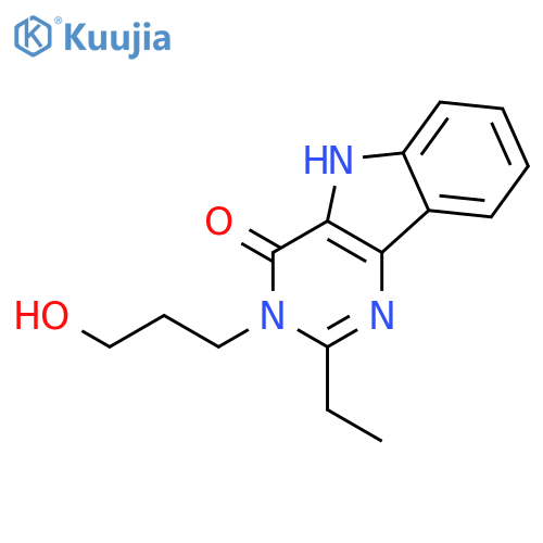 4H-PYRIMIDO[5,4-B]INDOL-4-ONE, 2-ETHYL-3,5-DIHYDRO-3-(3-HYDROXYPROPYL)- structure