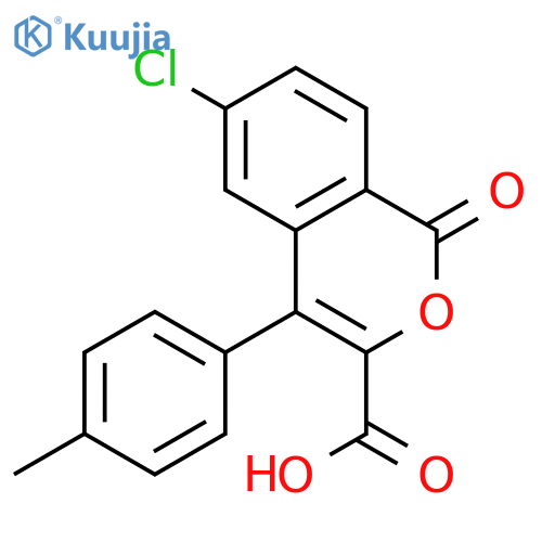 1H-2-Benzopyran-3-carboxylic acid, 6-chloro-4-(4-methylphenyl)-1-oxo- structure