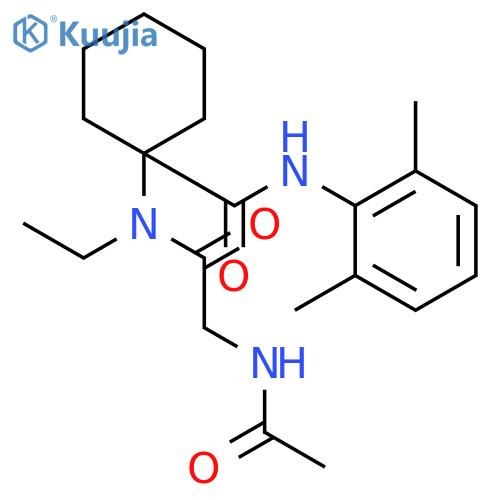 1-[(N-acetylglycyl)(ethyl)amino]-N-(2,6-dimethylphenyl)cyclohexanecarboxamide structure