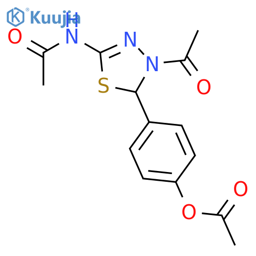 4-[3-acetyl-5-(acetylamino)-2,3-dihydro-1,3,4-thiadiazol-2-yl]phenyl acetate structure