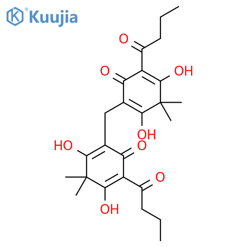 2,2'-methanediylbis(6-butanoyl-3,5-dihydroxy-4,4-dimethylcyclohexa-2,5-dien-1-one) structure
