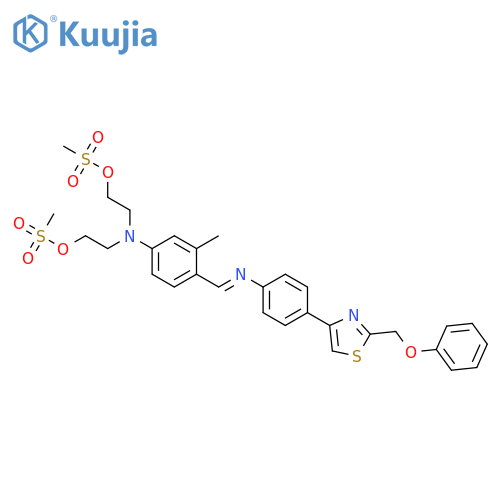 2-[3-methyl-n-(2-methylsulfonyloxyethyl)-4-[[4-[2-(phenoxymethyl)-1,3-thiazol-4-yl]phenyl]iminomethyl]anilino]ethyl Methanesulfonate;hydrochloride structure
