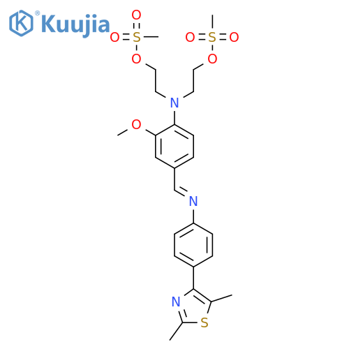 2-[4-[[4-(2,5-dimethyl-1,3-thiazol-4-yl)phenyl]iminomethyl]-2-methoxy-n-(2-methylsulfonyloxyethyl)anilino]ethyl Methanesulfonate;hydrochloride structure