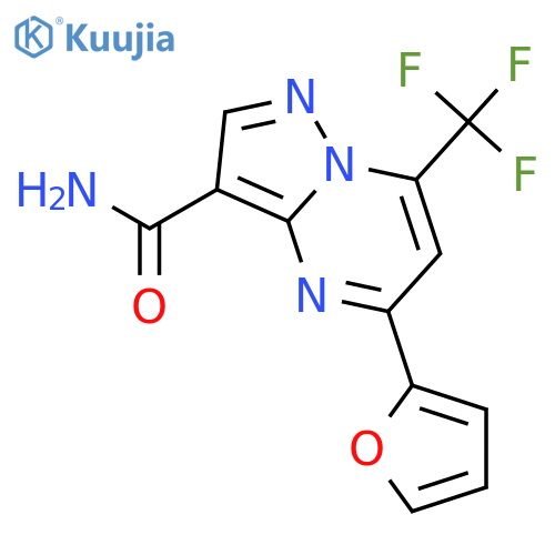 5-(furan-2-yl)-7-(trifluoromethyl)pyrazolo[1,5-a]pyrimidine-3-carboxamide structure