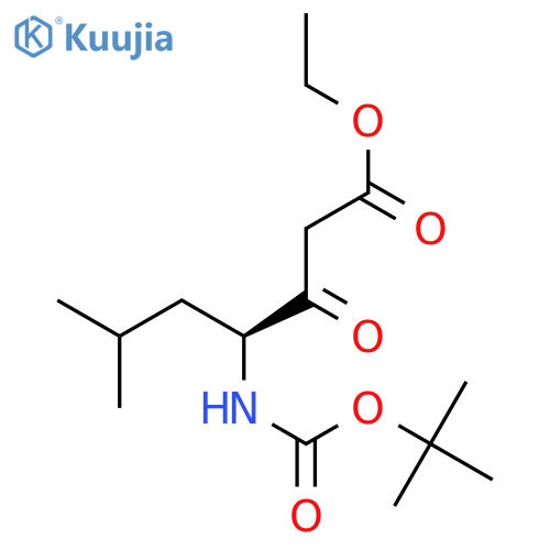 (4S)-4-[(tert-butyloxycarbonyl)amino]-6-methyl-3-oxoheptanoic acid ethyl ester structure