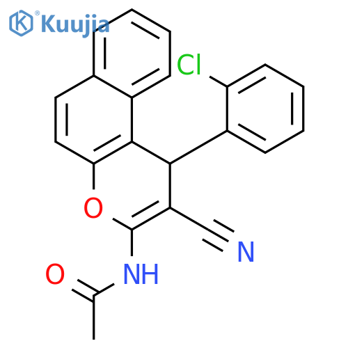 N-[1-(2-chlorophenyl)-2-cyano-1H-benzo[f]chromen-3-yl]acetamide structure