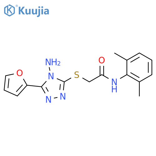2-{4-amino-5-(furan-2-yl)-4H-1,2,4-triazol-3-ylsulfanyl}-N-(2,6-dimethylphenyl)acetamide structure