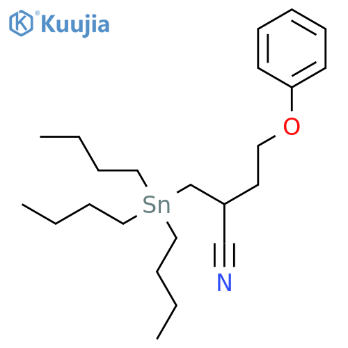 Butanenitrile, 4-phenoxy-2-[(tributylstannyl)methyl]- structure