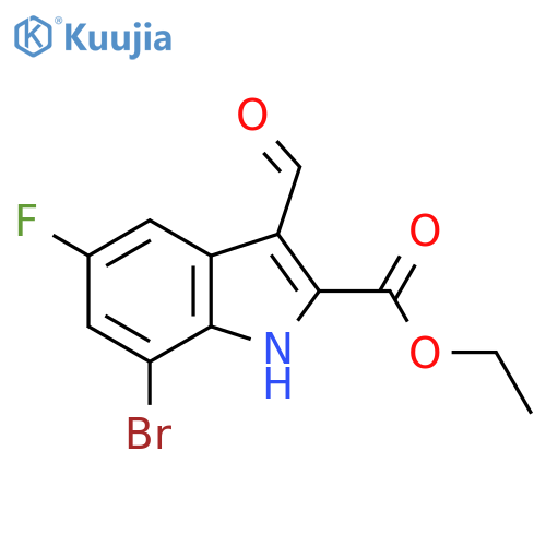 Ethyl 7-bromo-5-fluoro-3-formyl-1H-indole-2-carboxylate structure
