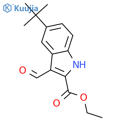 1H-Indole-2-carboxylic acid, 5-(1,1-dimethylethyl)-3-formyl-, ethyl ester structure
