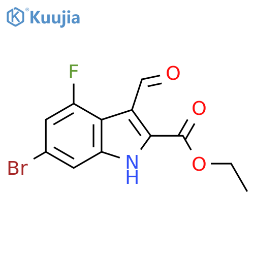 Ethyl 6-bromo-4-fluoro-3-formyl-1H-indole-2-carboxylate structure