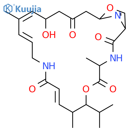 (4R,7R,8R,9Z,14E,16E,18S)-18-hydroxy-4,8,16-trimethyl-7-(1-methylethyl)-6,23-dioxa-3,12,25-triazabicyclo[20.2.1]pentacosa-1(24),9,14,16,22(25)-pentaene-2,5,11,20-tetrone structure