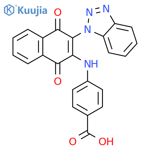 4-{3-(1H-1,2,3-benzotriazol-1-yl)-1,4-dioxo-1,4-dihydronaphthalen-2-ylamino}benzoic acid structure