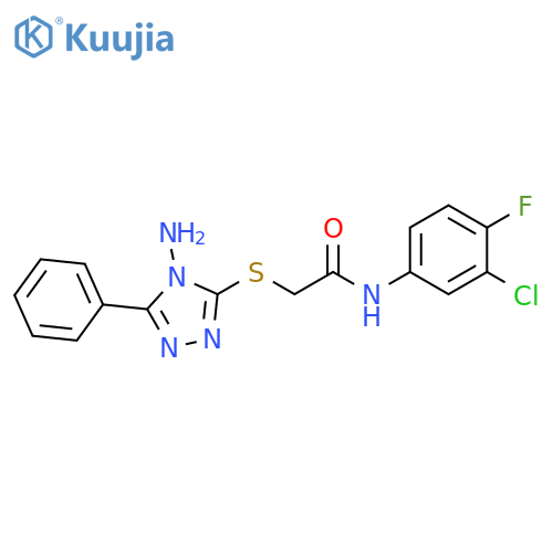 2-(4-amino-5-phenyl-4H-1,2,4-triazol-3-yl)sulfanyl-N-(3-chloro-4-fluorophenyl)acetamide structure