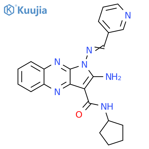 2-amino-N-cyclopentyl-1-(E)-(pyridin-3-yl)methylideneamino-1H-pyrrolo2,3-bquinoxaline-3-carboxamide structure