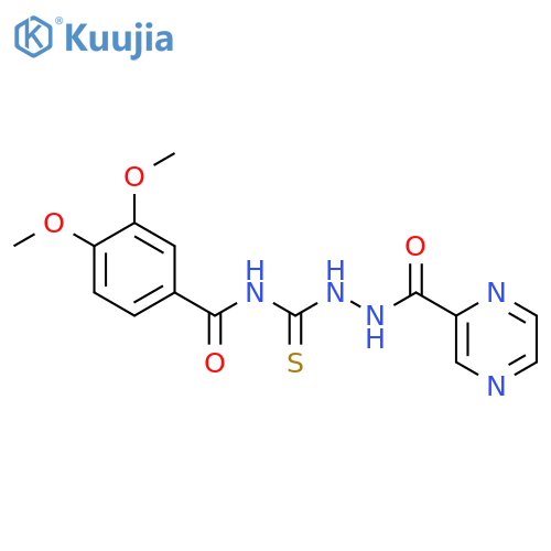 3,4-Dimethoxy-N-[N'-(pyrazine-2-carbonyl)-hydrazinocarbothioyl]-benzamide structure