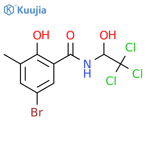 5-bromo-2-hydroxy-3-methyl-N-(2,2,2-trichloro-1-hydroxyethyl)benzamide structure