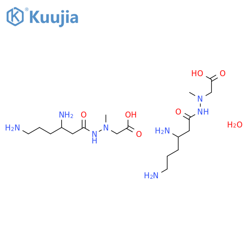 {2-[(3S)-3,6-diaminohexanoyl]-1-methylhydrazinyl}acetic acid hydrate (2:1) structure