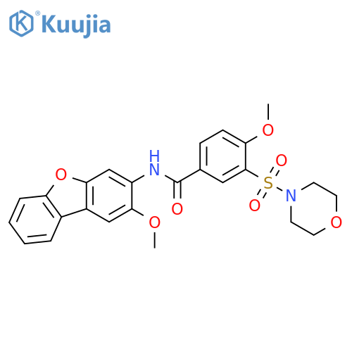 4-methoxy-n-(2-methoxydibenzofuran-3-yl)-3-morpholin-4-ylsulfonylbenzamide structure