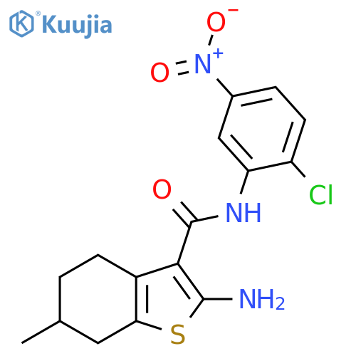 2-Amino-N-(2-chloro-5-nitrophenyl)-6-methyl-4,5,6,7-tetrahydro-1-benzothiophene-3-carboxamide structure