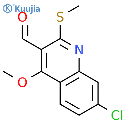 3-QUINOLINECARBOXALDEHYDE, 7-CHLORO-4-METHOXY-2-(METHYLTHIO)- structure