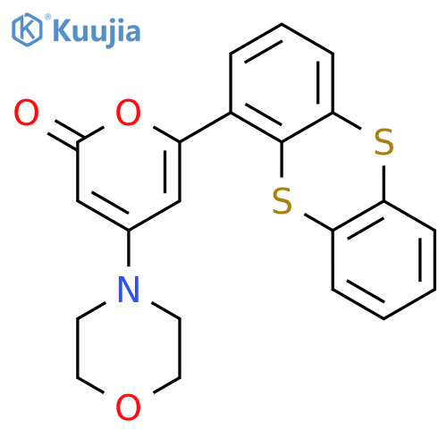 2H-Pyran-2-one, 4-(4-morpholinyl)-6-(1-thianthrenyl)- structure