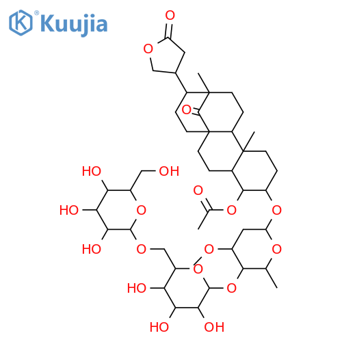 15(14→8)-Abeo-3,4-dihydroxy-14-oxocardanolide; (3β,4β,5α,20S)-form, 4-Ac, 3-O-[β-D-glucopyranosyl-(1→6)-β-D-glucopyranosyl-(1→4)-α-L-cymaropyranoside] structure