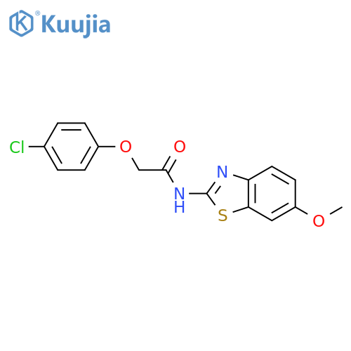 2-(4-chlorophenoxy)-N-(6-methoxy-1,3-benzothiazol-2-yl)acetamide structure
