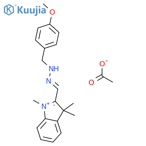 2-(((4-Methoxyphenyl)methylhydrazono)methyl)-1,3,3-trimethyl-3H-indolium acetate structure