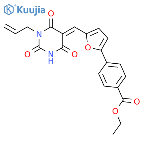 ethyl 4-(5-{(Z)-[2,4,6-trioxo-1-(prop-2-en-1-yl)tetrahydropyrimidin-5(2H)-ylidene]methyl}furan-2-yl)benzoate structure